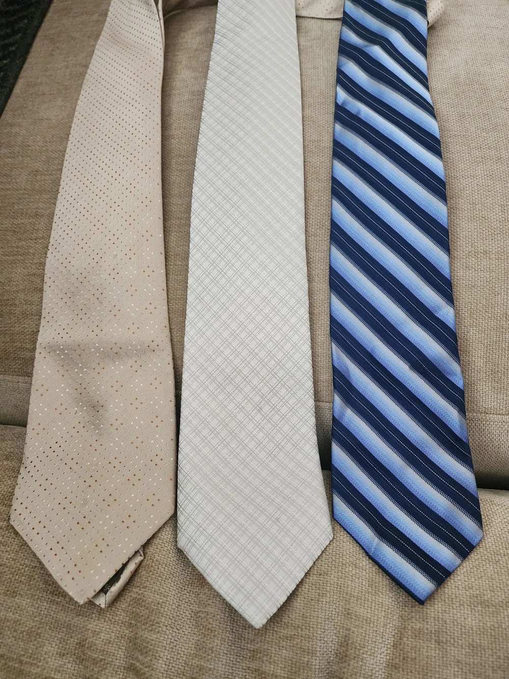 Calvin Klein Men's Tie Set - Beige, Light Gray, and Blue